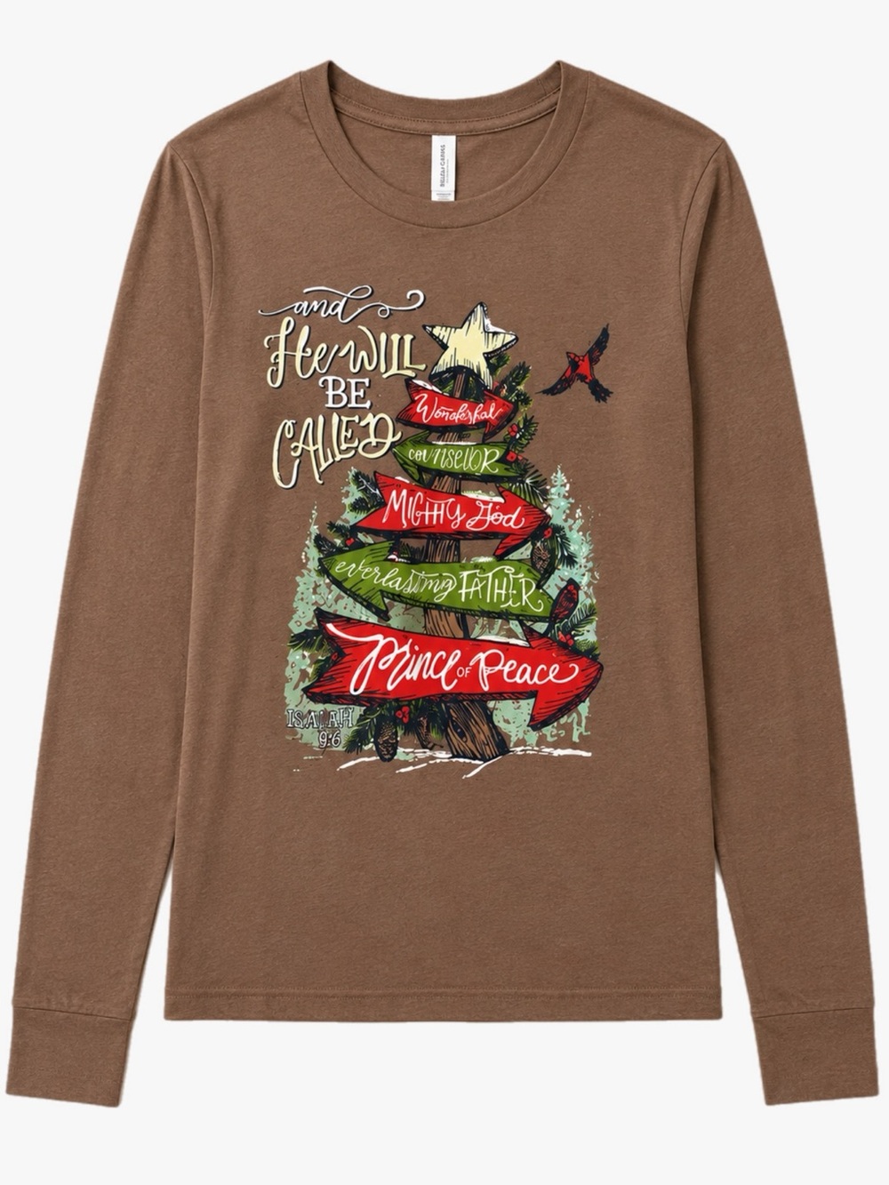 Christian Jesus Christmas Isaiah 9:6 Graphic Long Sleeve Shirt Plus Size 2X